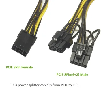 Съемный PCI-E PCIE 8P Женский на 2 порта Двойной 8pin 6P + 2P Мужской GPU Кабель для графической видеокарты Разветвитель Питания Cabo для майнинга Изображение 2