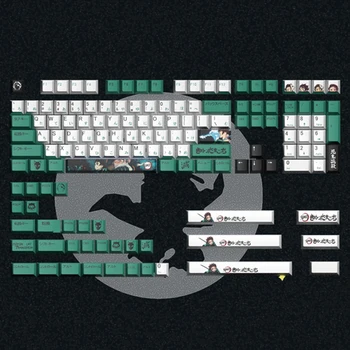 Аниме Demon Slayer Дизайн Зеленая Клавиатура Tanjirou Keycap Для Механической клавиатуры Cherry Mx Switch 140 клавиш Cherry Profile PBT Keycaps Изображение 2