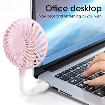 USB Вентилятор Мини Портативные Вентиляторы с вращением на 360 ° для домашнего офисного стола, Небольшое персональное охлаждение для ноутбука, блок питания, карманный вентилятор для поездок на работу Изображение 2