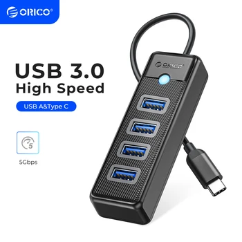 ORICO 4 Порта USB 3,0 КОНЦЕНТРАТОР 5 Гбит/с Высокоскоростной Мультисплиттер Type C Ультратонкий OTG Адаптер Для ПК Компьютерные Аксессуары Macbook Pro
