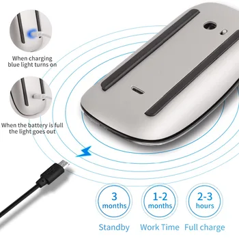 Беспроводная мышь Bluetooth Для Apple Macbook air Pro Для портативных ПК Xiaomi, перезаряжаемые мыши для ноутбука Huawei Matebook Изображение 2