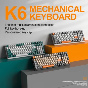 Игровая механическая клавиатура на 100/68 клавиш USB Type-C, проводная беспроводная клавиатура NKRO, 2,4 G, совместимая с Bluetooth, для настольных ноутбуков Изображение 2