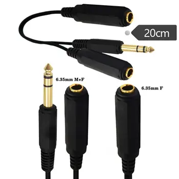 Позолоченный стереофонический двухканальный микрофон диаметром 6,35 мм с 2 кабелями для подключения микрофона, микшера, динамика диаметром 6,35 мм Изображение 2