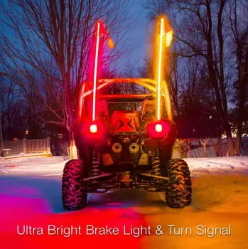 Светодиодные фонари-хлысты 2 фута 3 фута 4 фута 5 футов 6 футов RGB Color Whip Light, меняющие автомобильные фонари-флагштоки с флагом для внедорожного грузовика Изображение 2