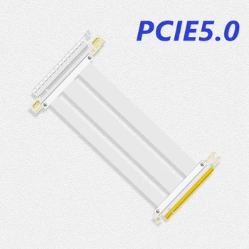 Белый высокоскоростной соединительный кабель PCI-E PCIE 5.0 x16, PCI Express 16x Gen4, Прямой соединительный кабель GPU 15-200 см Изображение 2