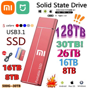 Xiaomi Mijia 128 ТБ 64 ТБ SSD Жесткий диск 16 ТБ 8 ТБ 4 ТБ SSD Высокоскоростной Внешний жесткий диск M.2 Накопитель USB 3.1 Интерфейс Массового хранения