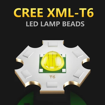 CREE XML-T6 USB зарядка для кемпинга на открытом воздухе Мощное освещение, тактический фонарь, мощный охотничий светодиодный фонарик, встроенный 18650 Изображение 2