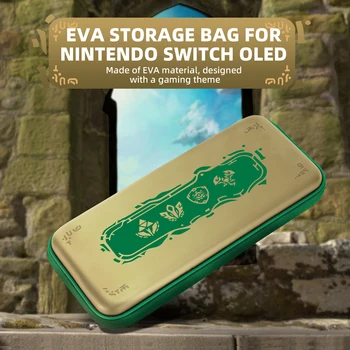 Новая золотисто-зеленая сумка для хранения EVA, чехол для переноски консоли, Совместимый с Nintendo Switch/OLED Изображение 2